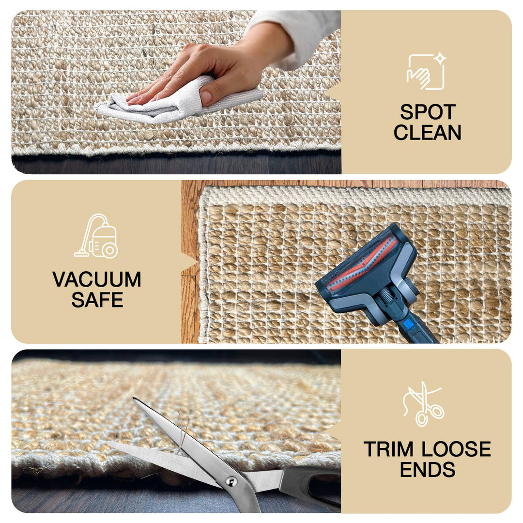 Monterey Jute/Cotton Runner Rug - Natural Jute/Ivory - 2'x5' - Small Batch Specialty Gifts