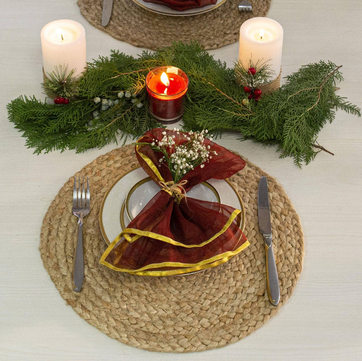 Natural Jute Hand Braided Round Placemats, Set of 4, 15 Inch - Small Batch Specialty Gifts
