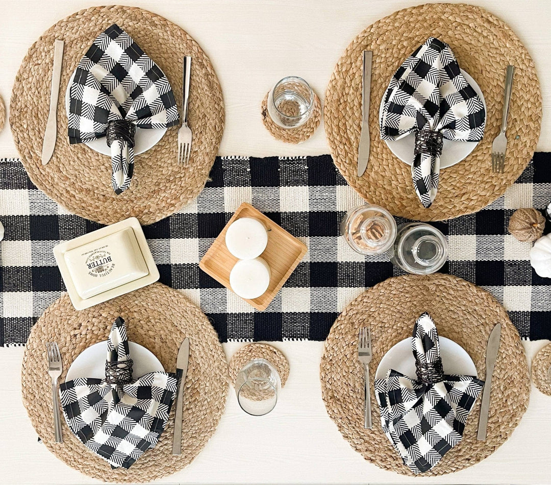 Natural Jute Hand Braided Round Placemats, Set of 4, 15 Inch - Small Batch Specialty Gifts