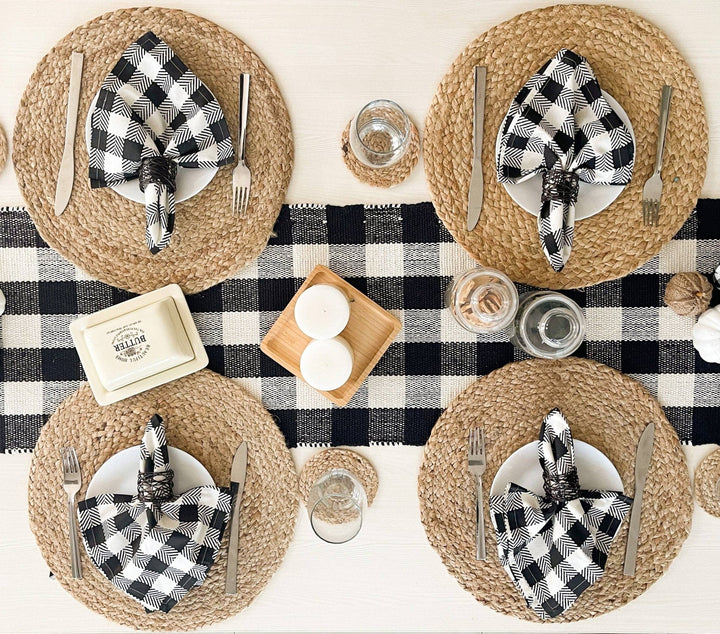 Natural Jute Hand Braided Round Placemats, Set of 4, 15 Inch - Small Batch Specialty Gifts