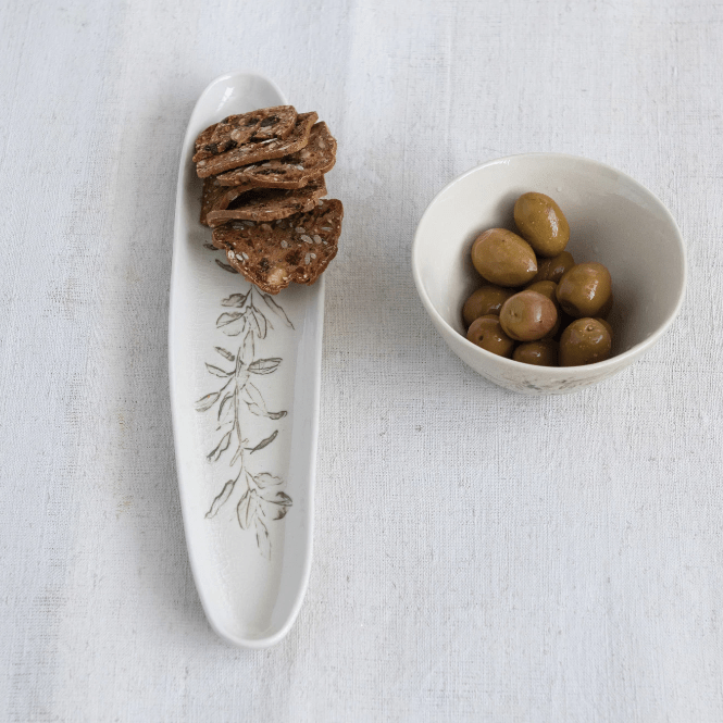 Oval Debossed Stoneware Tray - Small Batch Specialty Gifts