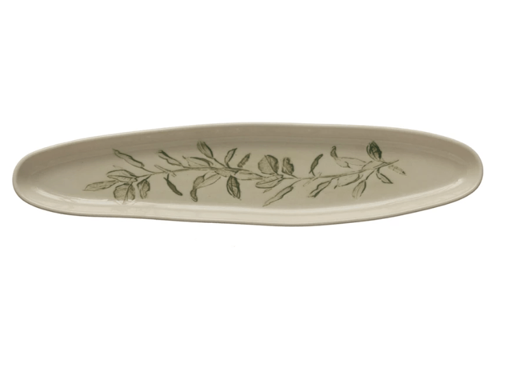 Oval Debossed Stoneware Tray - Small Batch Specialty Gifts