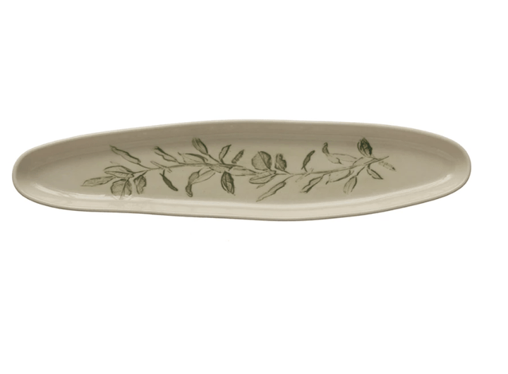 Oval Debossed Stoneware Tray - Small Batch Specialty Gifts