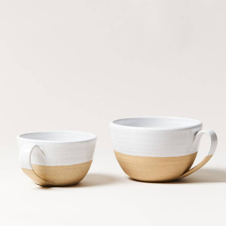 white and clay stoneware Pantry Mug in two sizes 