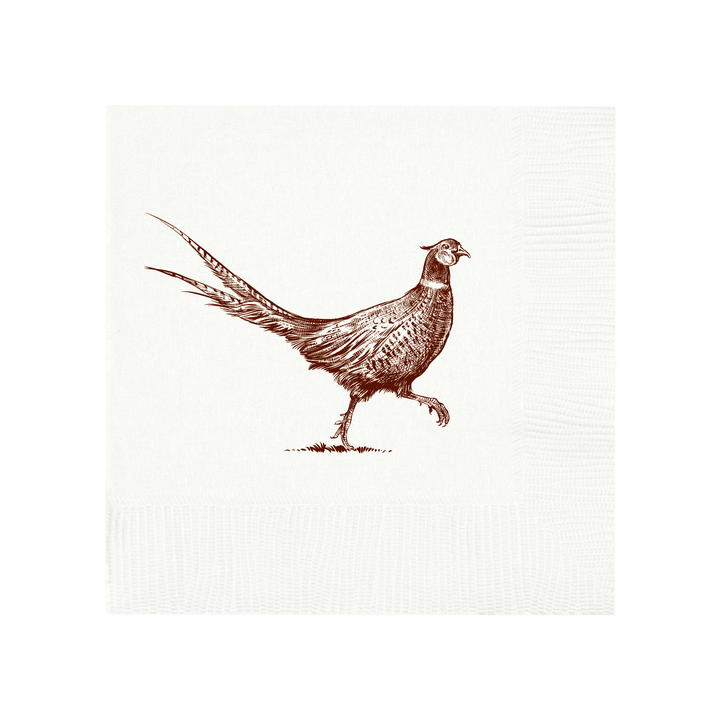 Pheasant Strut White Beverage Napkins - Small Batch Specialty Gifts