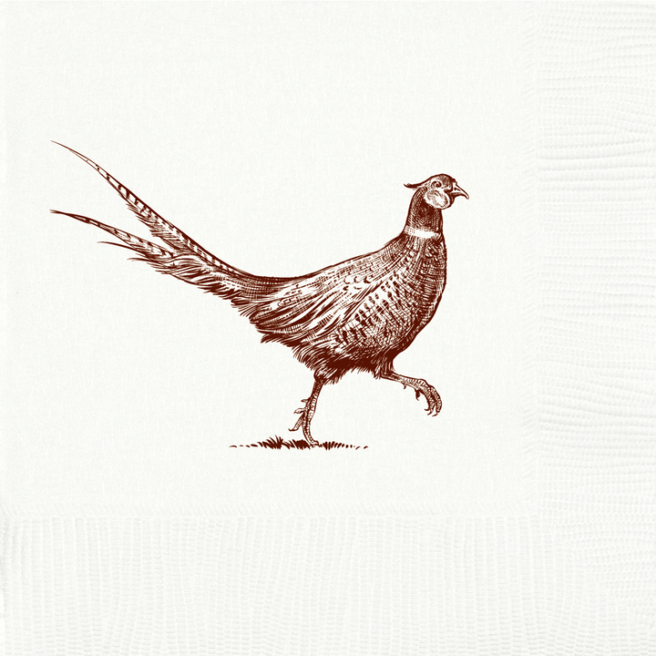 Pheasant Strut White Beverage Napkins - Small Batch Specialty Gifts