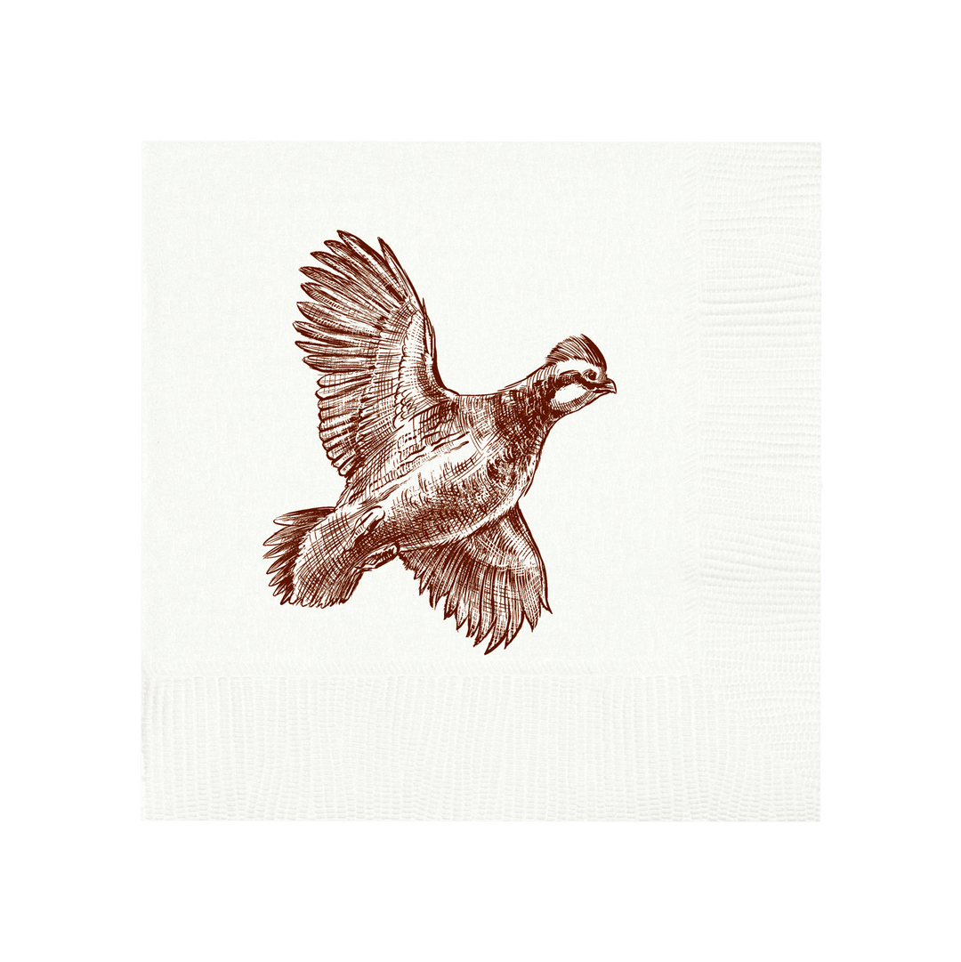 Quail White Beverage Napkins - Small Batch Specialty Gifts