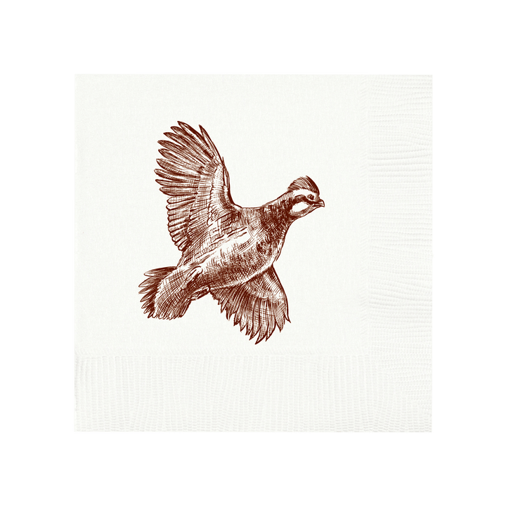 Quail White Beverage Napkins - Small Batch Specialty Gifts
