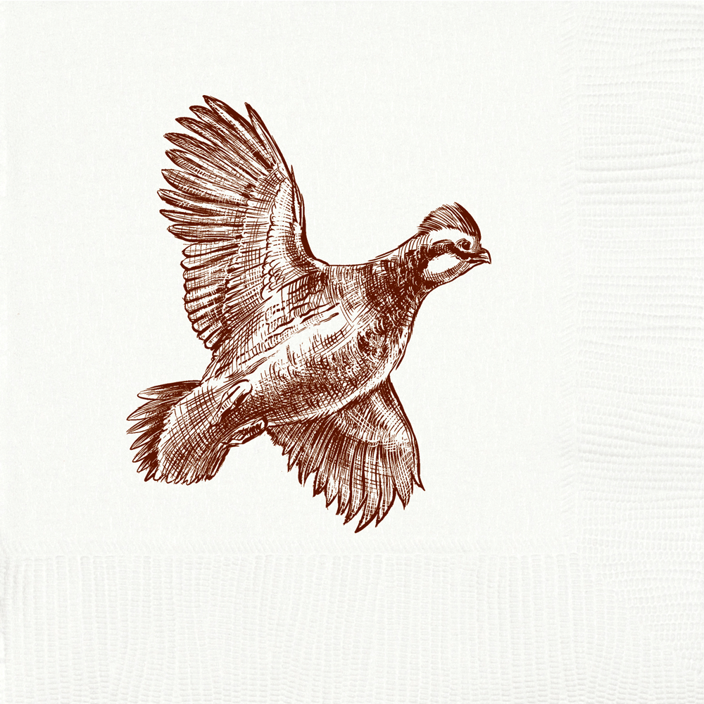 Quail White Beverage Napkins - Small Batch Specialty Gifts