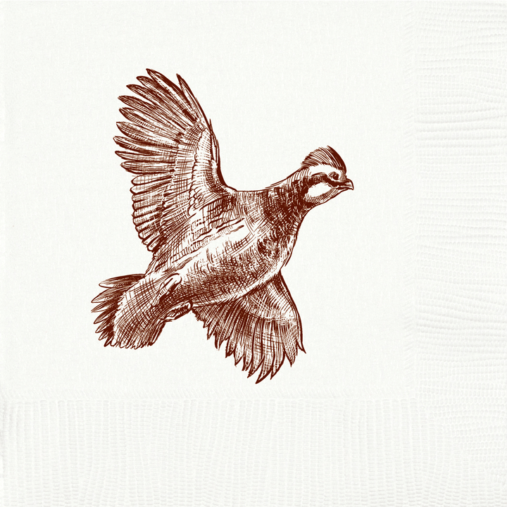 Quail White Beverage Napkins - Small Batch Specialty Gifts