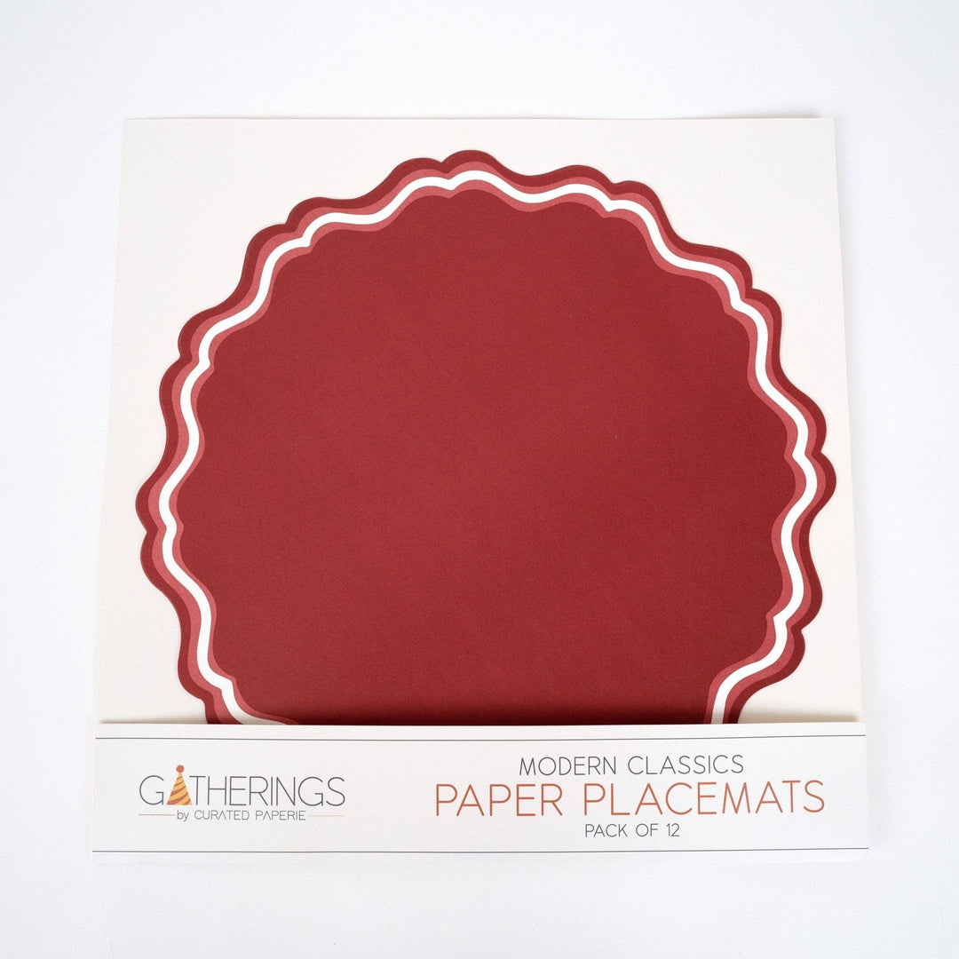 Red Fancy Scallop Paper Placemats