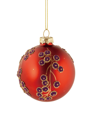 Glass Ball Ornament with Botanicals & Beads