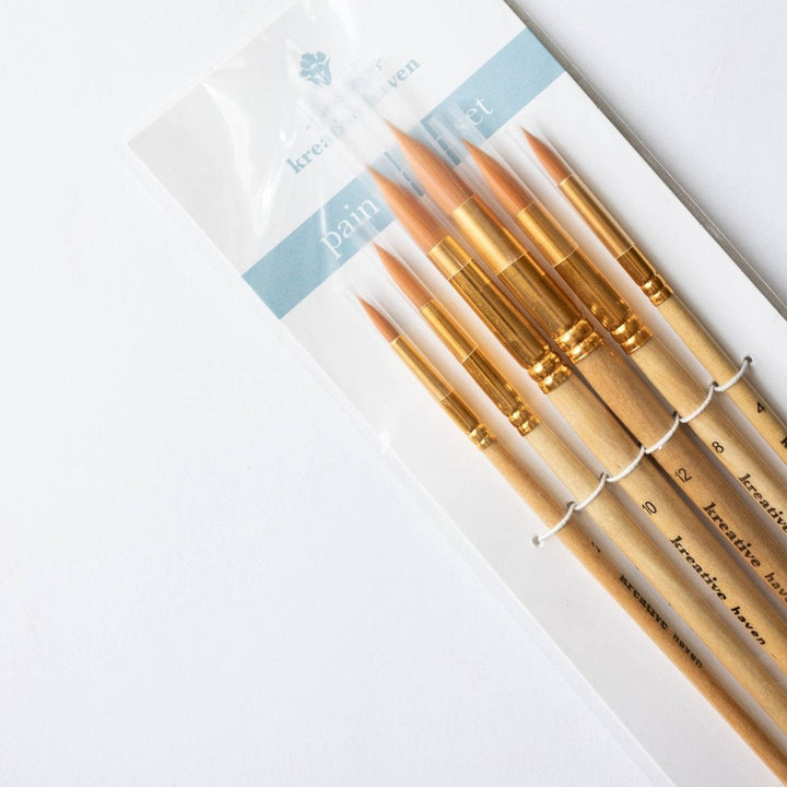 Round Tip Watercolor Brush Set - 6 piece