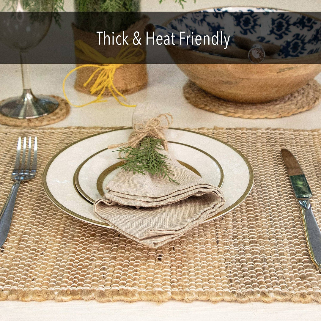 Set of 4 Jute & Hemp Placemats, 13x19 Inch - Small Batch Specialty Gifts