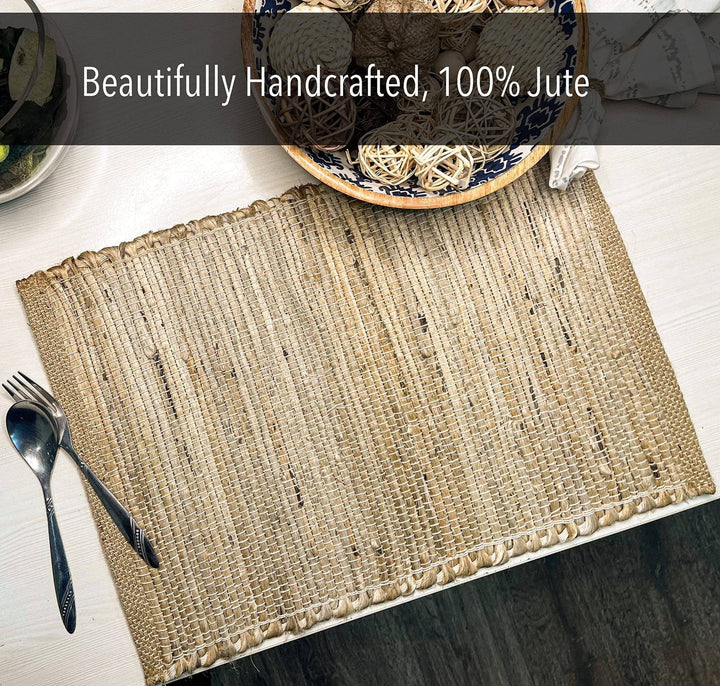Set of 4 Jute & Hemp Placemats, 13x19 Inch - Small Batch Specialty Gifts