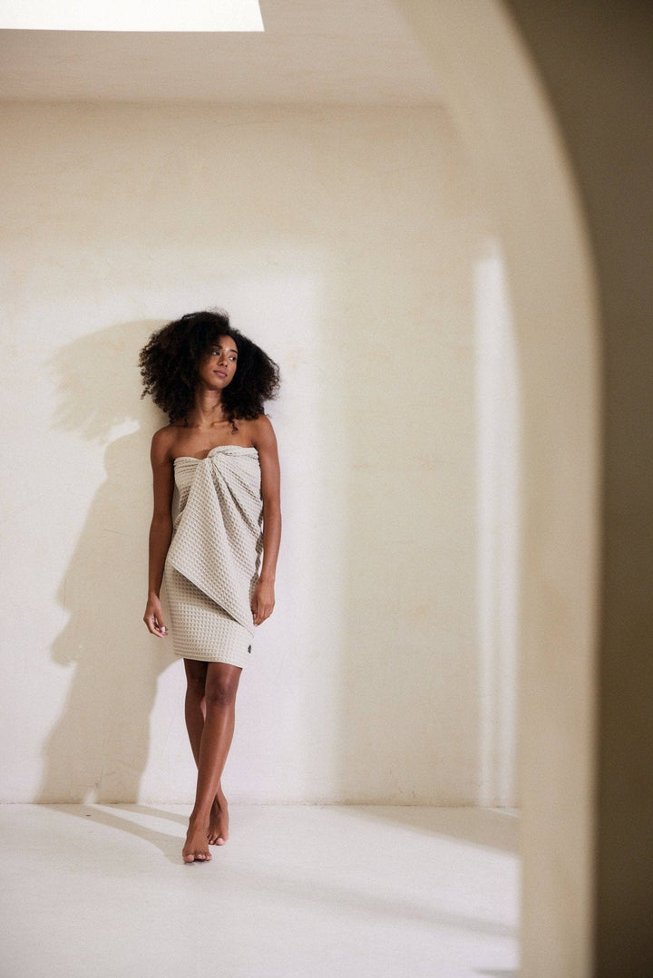 Taupe Waffle Bath Towel - Small Batch Specialty Gifts