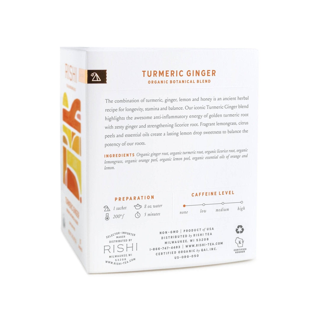 Turmeric Ginger Organic Herbal Tea Sachets - Small Batch Specialty Gifts