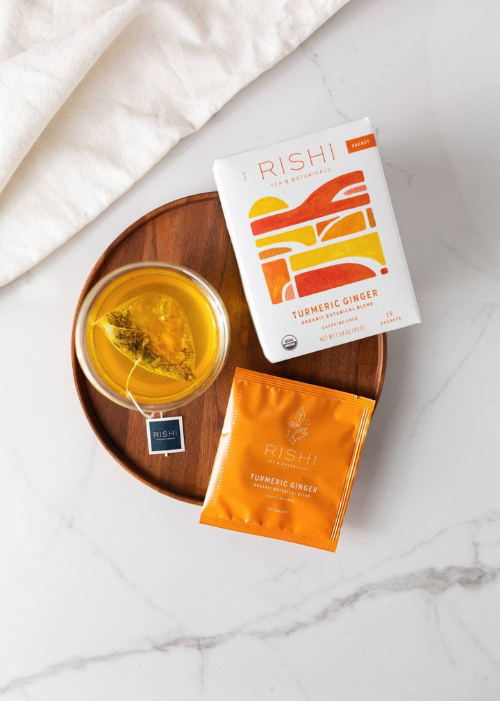 Turmeric Ginger Organic Herbal Tea Sachets - Small Batch Specialty Gifts