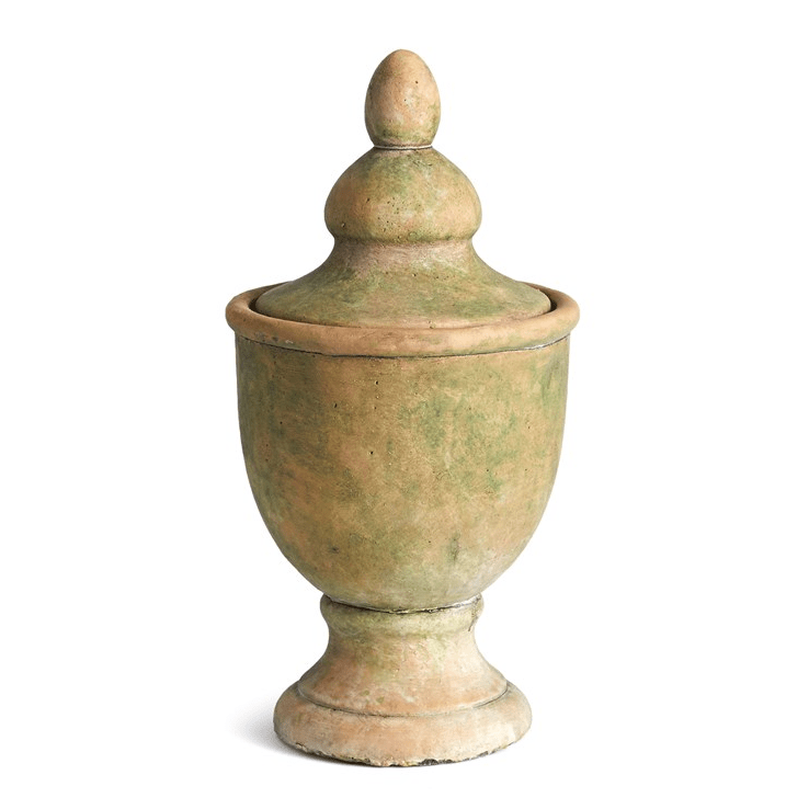 Weathered Garden Lidded Urn on a white background