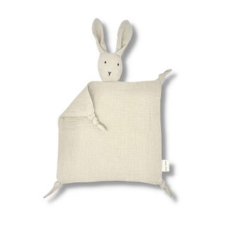 Made from 100% cotton, this bunny lovey blanket is the perfect tagalong piece to bring comfort and security for babies and toddlers. 2-layers of muslin Dimensions: 12" x 13" Care: Machine wash cold, lay flat to dry.