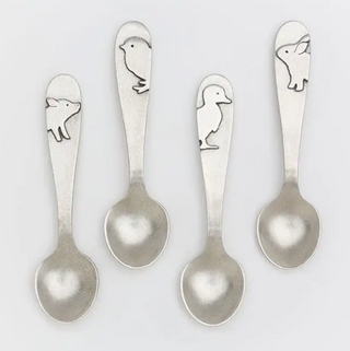 spoon is carefully handcrafted from lead free pewter and comes packaged in an adorable gift box. Please hand wash. Each spoon measures 4.25 inches long. Choose pig, chick, duck, or rabbit. All of our pewter items are food safe, lead free, and meet all CPSIA safety guidelines for children's feeding products. Made in USA