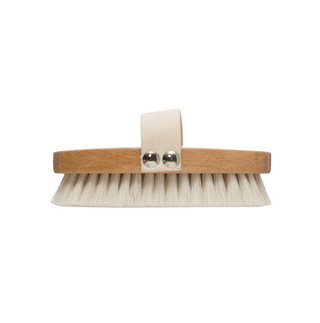 Bath bubbles mixed with this luxurious beech wood bath brush will lavish your body with ultimate relaxation. The large elastic band will hold the brush firmly in your hand while it softly massages your skin with its wonderful bristles.