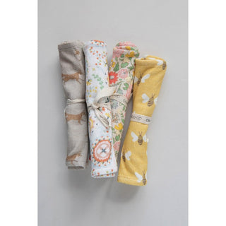 Burp cloths are life savers when a little one is around, and these are so cute!!  With bright floral or animal patterns, these cloths look great while they protect your clothes from baby's little accidents.  (24.25"L x 10"W x 0.125"H.) 