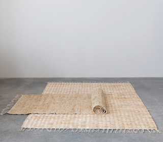 These woven bleached jute and cotton floor rugs are great for any room and blend with any decor. Runner: 2 1/2' x 8', Rug: 4' x 6'
