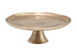 11-3/4" Round x 3-3/4"H Aluminum Pedestal, Antique Gold Finish