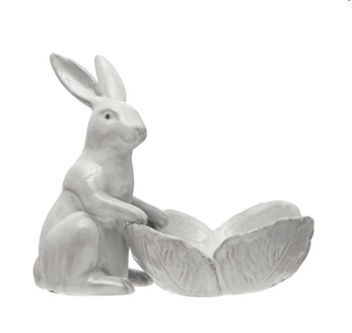Stoneware Rabbit with Bowl