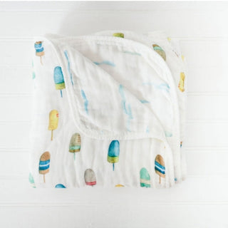 Intentionally made to be eco-friendly and buttery soft from a bamboo, cotton mix. Six layers of soft, breathable muslin that is machine washable and durable. Use everyday for cuddling, tummy time, toddler naps and picnics. 47x47 inches Made of 70% Bamboo 30% cotton blend  