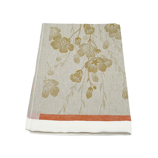 This cotton/linen blend floral print tea towel is a lovely neutral with a pop of soft orange.  Use it in the kitchen or powder room.