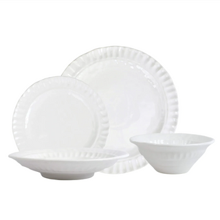 Characterized by handpressed edges, Pietra Serena pays tribute to the architectural details of Florence, Italy during the Renaissance. Pietra, meaning stone in Italian, represents the simplistic beauty of the handpressed design found on the Pietra Serena Four-Piece Place Setting which includes a Dinner Plate, Salad Plate, Pasta Bowl, and Cereal Bowl.