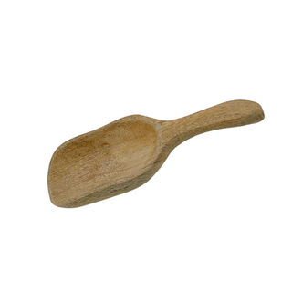 Mango wood scoop is versatile enough to be used in the kitchen or the bath. Scoop flour, sugar or rice into a measuring cup; scoop bath soaks into bath with it.