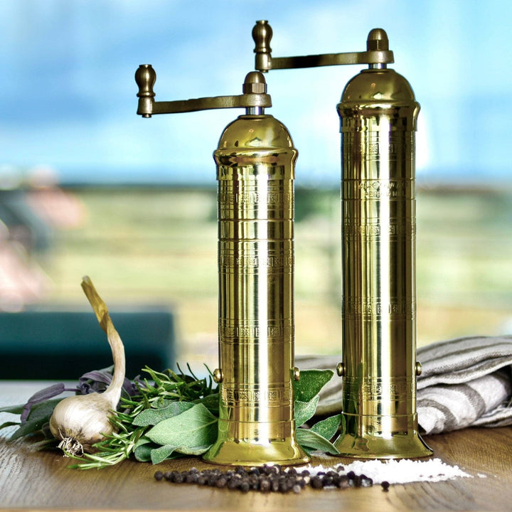 Brass Salt & Pepper Mills, S/2 - Small Batch Specialty Gifts