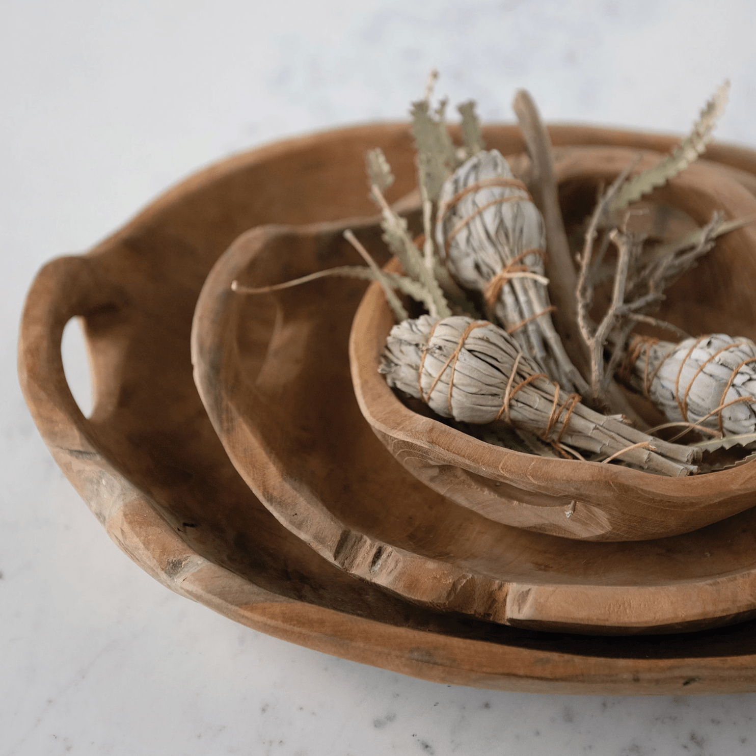 Small Batch Teak Wood Bowls - Thumbnail 2